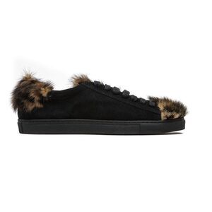 Mr&Mrs Italy Fur Trim Sneakers Women Black